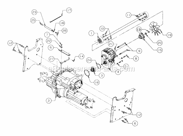 Drive Line Diagram and Parts List for 2146 13A-224F100 Cub Cadet Lawn Tractor